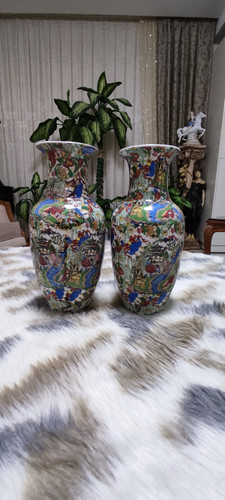 گلدان چینی گل مرغی جفت