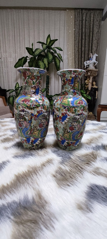 گلدان چینی گل مرغی جفت